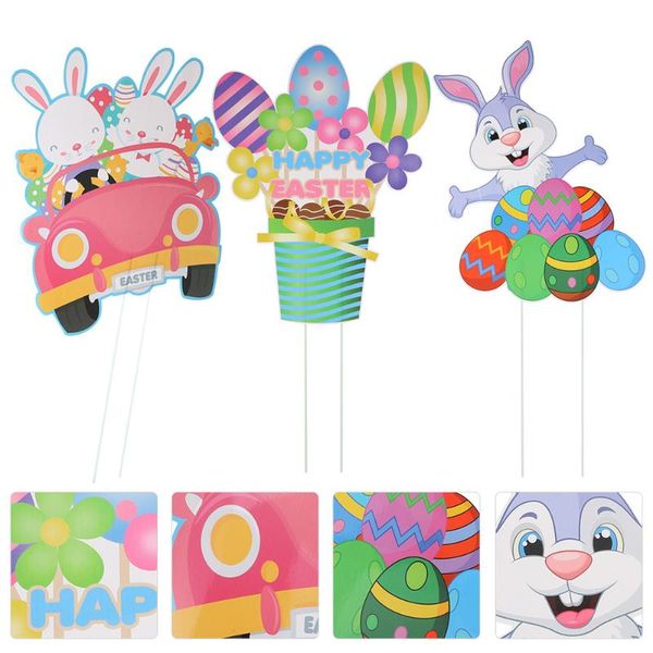 

3pcs funny easter yard signs easter holiday decors party yard sign stakes