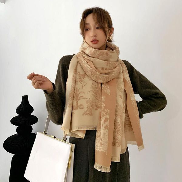 

women scarf cashmere like winter shawls print lady warm blanket wraps female new scarves foulard stole, Blue;gray