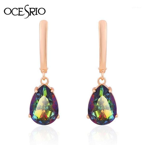 

dangle & chandelier ocesrio fashion zircon gold 585 earrings for women water drop rose earings jewelry ers-j421, Silver
