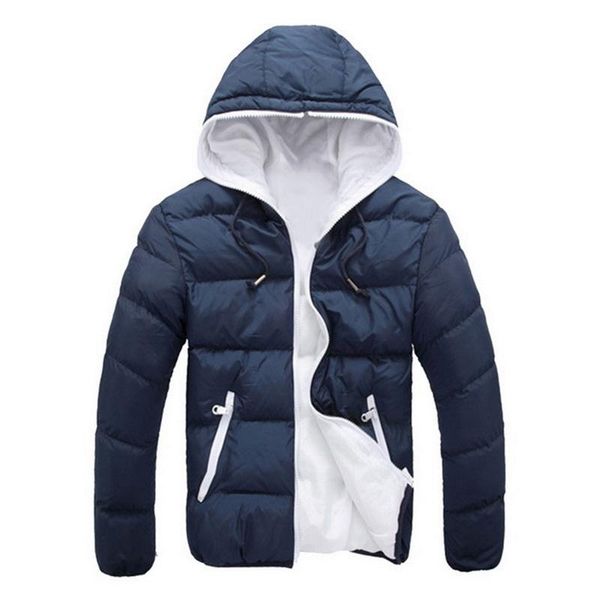 

men's coat winter color block zipper hooded jacket cotton padded coat slim fit fashion thicken warm outwear tracksuit, Black;brown