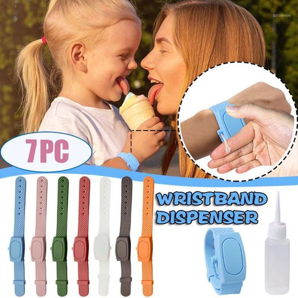 

wristband hand dispenser this wearable hand sanitizer dispenser pumps disinfecta silicone bracelet + bottle clearing #yl51, Black