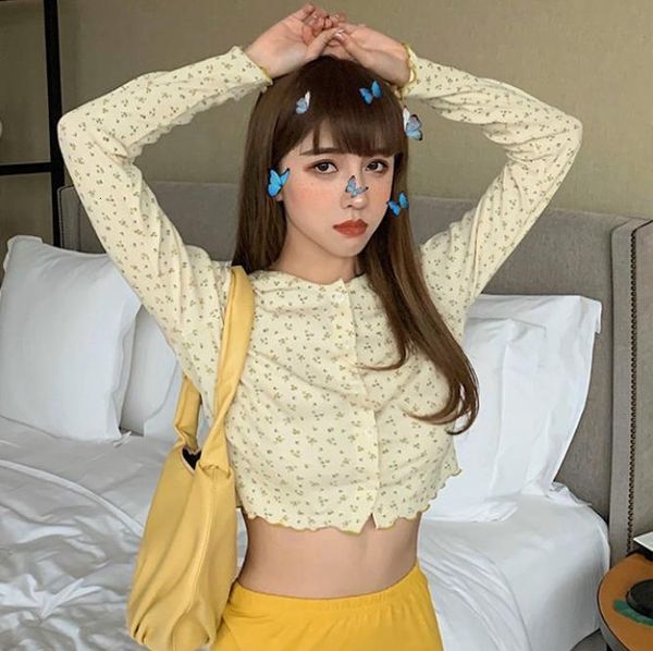 

women sweater small floral cardigan womens summer 2021 floral new temperament cardigan drop shipping good quality, White;black