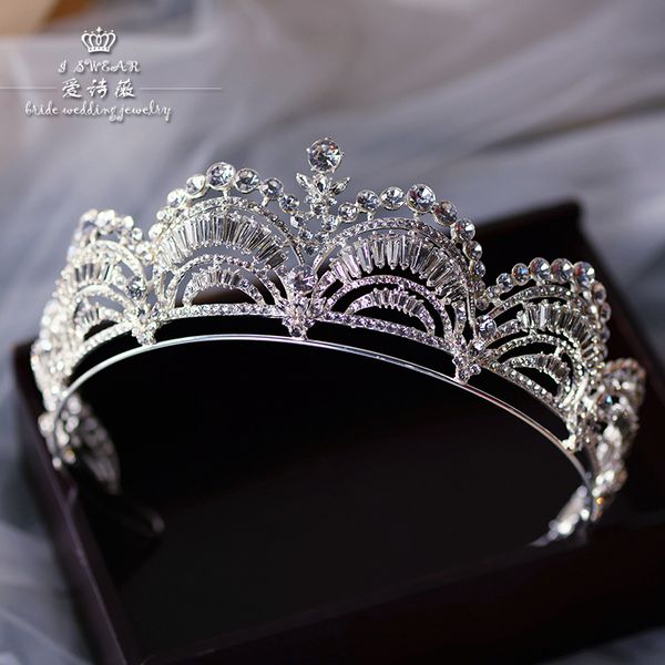

aisiwei diamond alloy hair ornament japanese and korean bride wedding gift princess crown headdress accessories, Silver