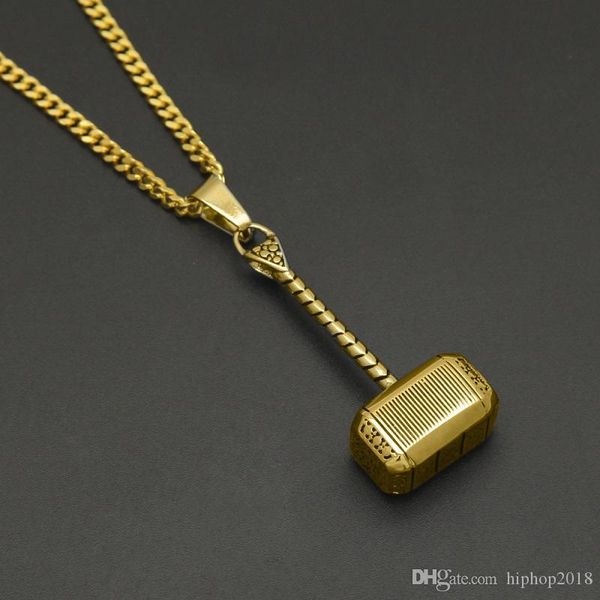 

thor's hammer pendant necklace for mens womens new fashion hip hop necklace jewelry stainless steel pendant necklace, Silver
