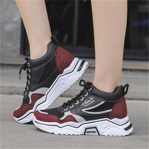 

mix 2021 new of chunky knitted woman loafers high shoes students 36-41 fn82, Black