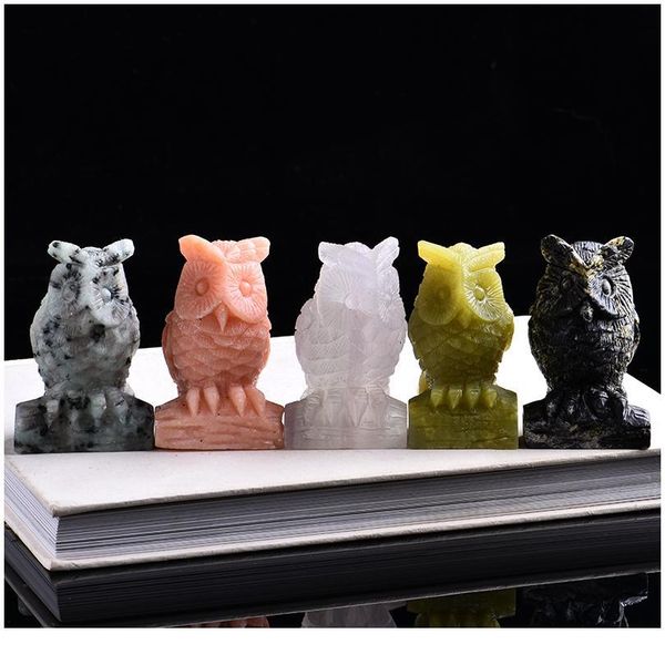 

1pc natural white crystal owl crystal mineral jewelry wisdom happiness bird home furnishing diy gift de qylzxh, Black