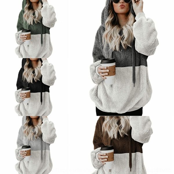 

farou winter autumn and 2020 stitching contrast color rope rope 2020 autumn and winter stitching hooded coatcolor coat contrast hooded sweat, Black