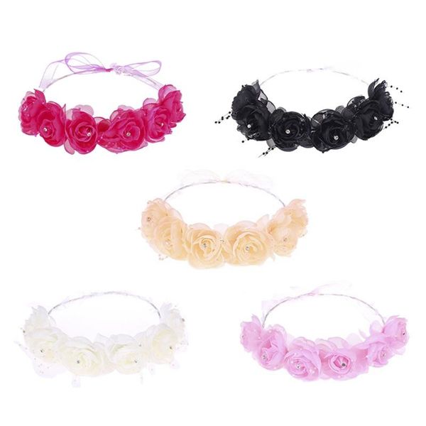 

simulation fabric rose flower wreath hair accessories headband romantic wedding wreaths new floral garland headband