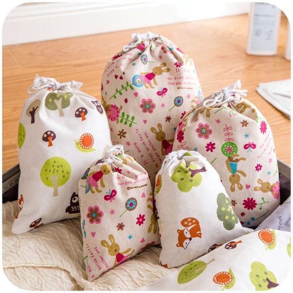 

storage boxes & bins 3pcs/set handmade gauze beam pocket travel bags drawstring clothes finishing luggage waterproof clothing bag 5z1