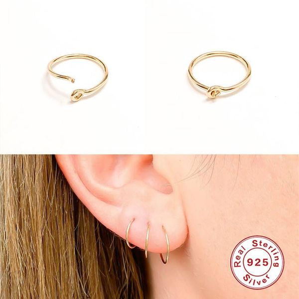 

hoop & huggie 2021 fashion original s925 sterling silver earrings set vintage design gothic kpop celebrity jewelry for women, Golden;silver