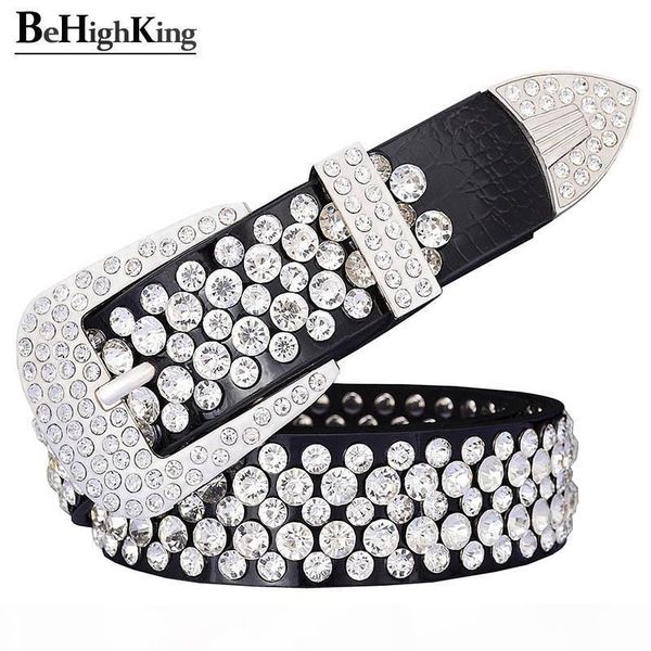 

fashion genuine leather luxury shining rhinestone belts for women soft wear classic diamond belt female quality strap width 3.3 t200113, Black;brown