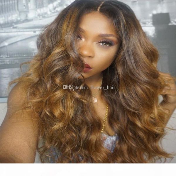 

ombre full lace human hair wigs pre plucked curly peruvian remy hair wig 180% density two tone blonde color with baby hair, Black;brown