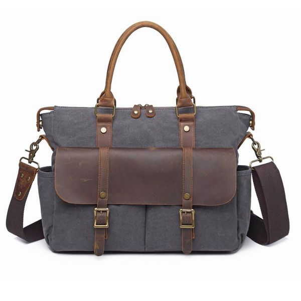 

vintage briefcase 13 inch lapmessenger bag men canvas leather shoulder work handbag