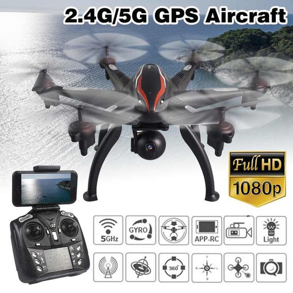 

1080p 2.4g-5g l100 6 axis dual gps drone 4 channels fhd camera wifi control drone with headless mode and 3d flip function