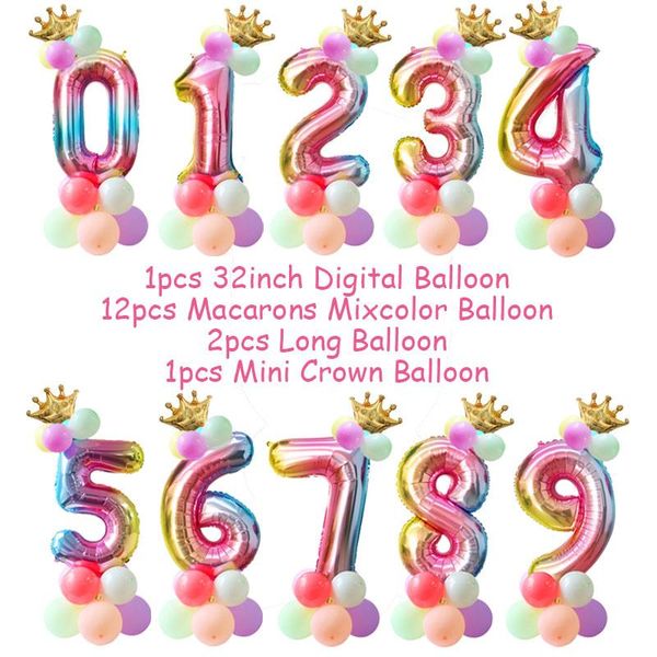 

crown number ballons kid 1st birthday party decorations kids princess prince boy girl baloon happy birthday balloon qylcrx mywjqq