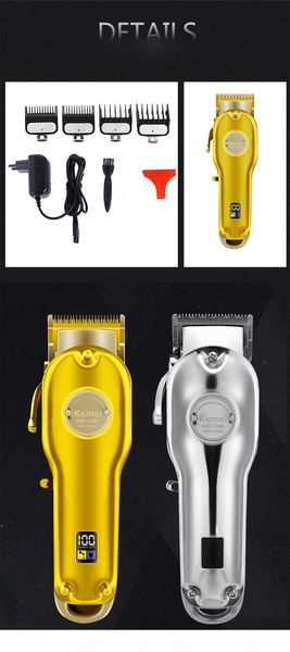 

cortapelos cuchillo de barba kemei 1986 all-metal barber professional hair clipper electric cordless lcd hair trimmer hair cutting mach