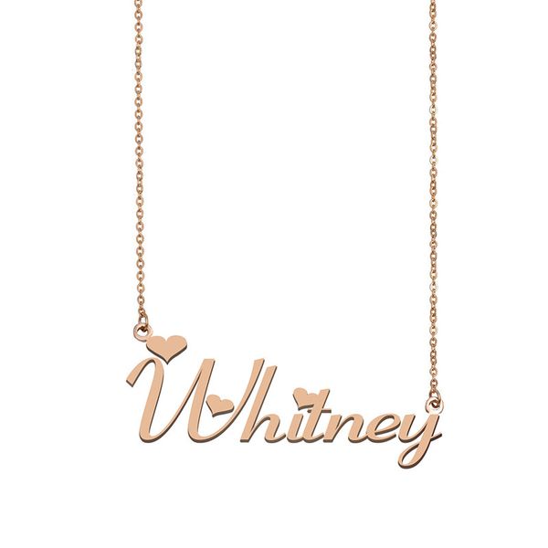 

whitney name necklace custom nameplate pendant for women girls birthday gift kids friends jewelry 18k gold plated stainless steel, Silver