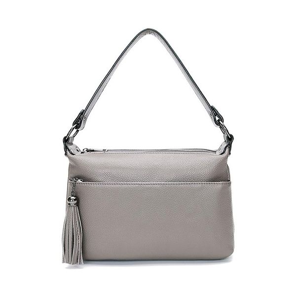 

2 compartments, leather guarantee, tassels women genuine leather shoulder bag, lady 100% natural cowhide cross body bag, p057