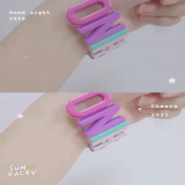 

2021 fashion new transparent plastic pvc color letter bracelet hip-hop punk metal bracelet for men and women., Black