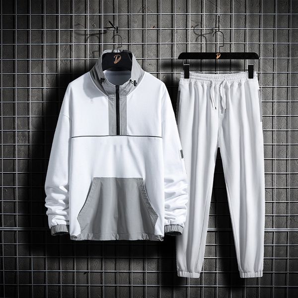 

2021 new men's casual tracksuit autumn spring wear men two pieces sportswear hoodie+sweatpants jogger running suit oversize ~8xl b0re, Gray