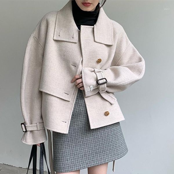

2021 new winter fashion ladies coat leisure women overcoat solid color elegant loose warm female outerwear1, Black