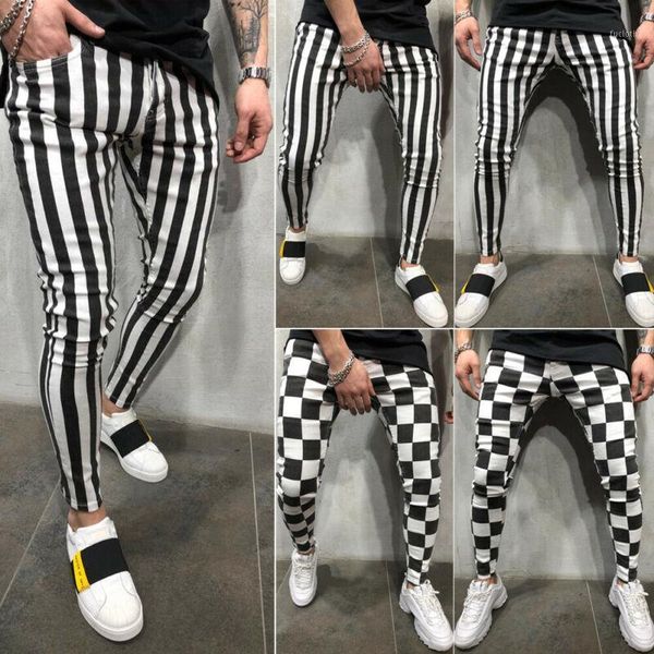

2020 the fashion clothing suit many occasion men's summer fashion slim comfortable striped plaid black white casual pant1