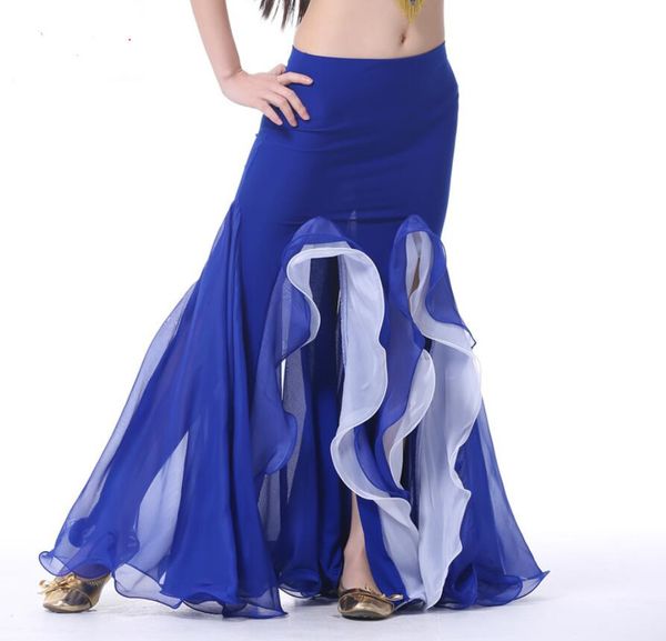

bollywood dance costume belly dance fishtail maxi skirt 2 layer, Black;red