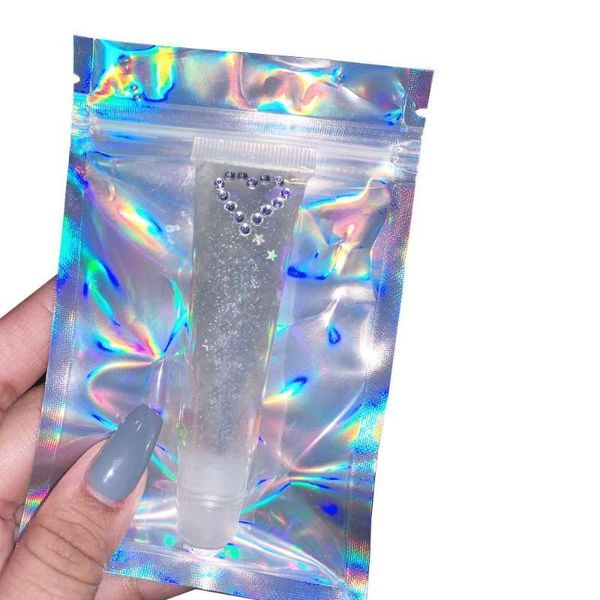 

smell 100pcs holographic proof color resealable pouches bag package