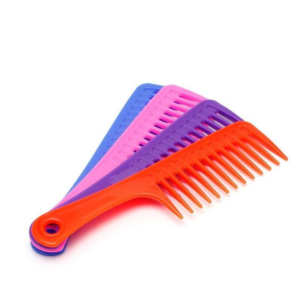 

wide tooth handle hairdressing salon anti-static plastic hair comb detangling wi jllumj, Silver