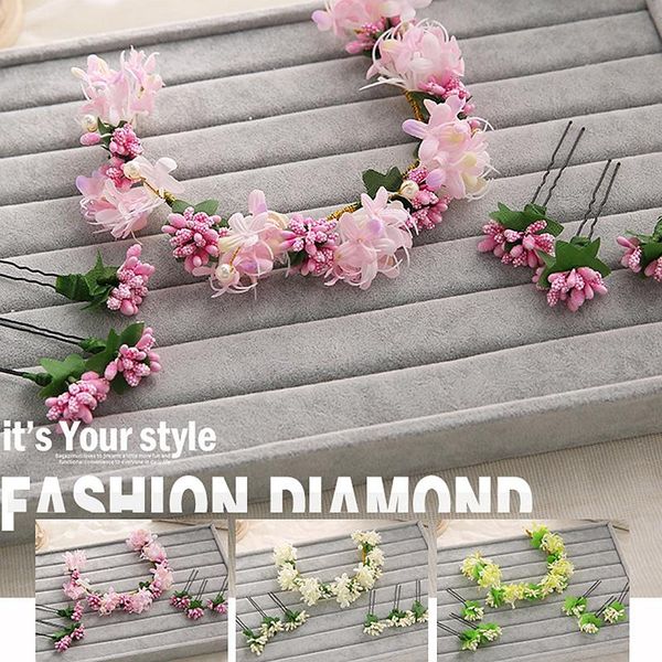 

new flower fairy headband tiara pink purple white color wedding dress accessories hair sticks manufacturers selling, Golden;silver