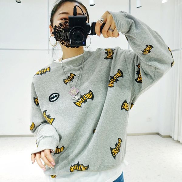 

одежда осень 2020 новый мультфильма анимация полных печати вокруг шеи adkhal женщин пуловер свитер пуловер с длинным рукавом свитера тонкого, Black