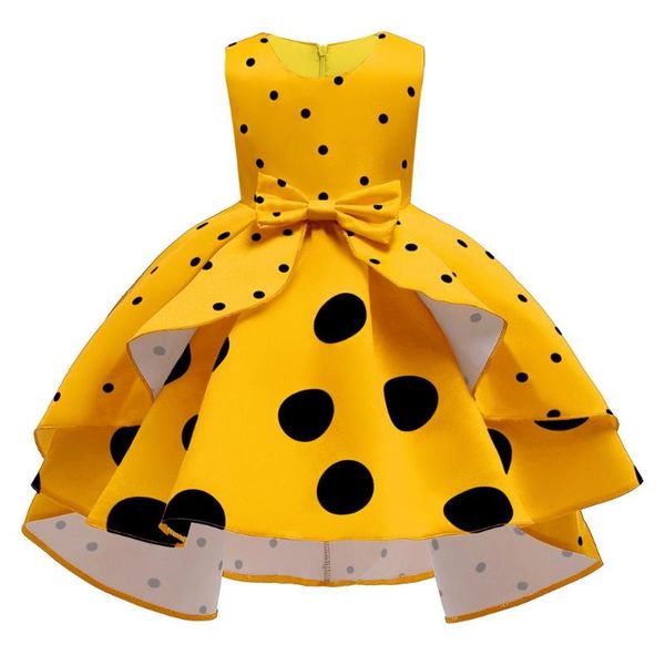 

girl's dresses girls dress bow dot elegant tutu princess kids for costume lace birthday party children clothing, Red;yellow