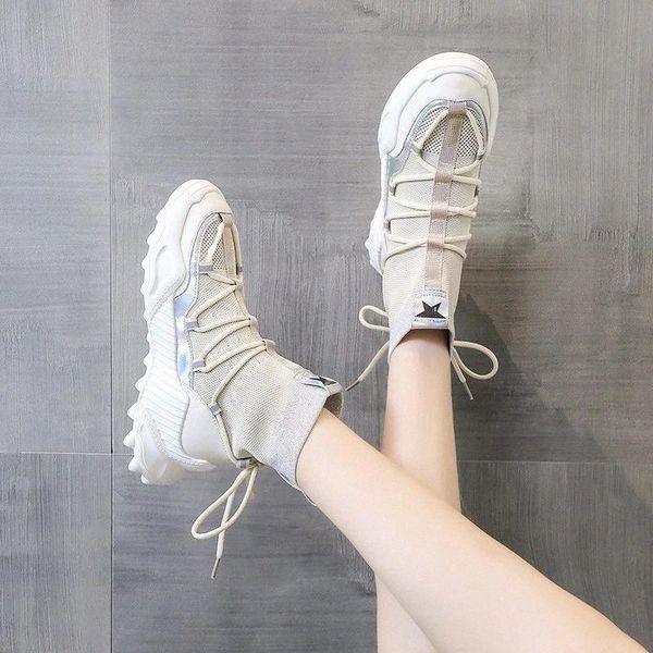 

beige black high platform sneakers women sock shoes women sneakers knitted vulcanized shoes ladies chunky trainers 2020 #wp6o