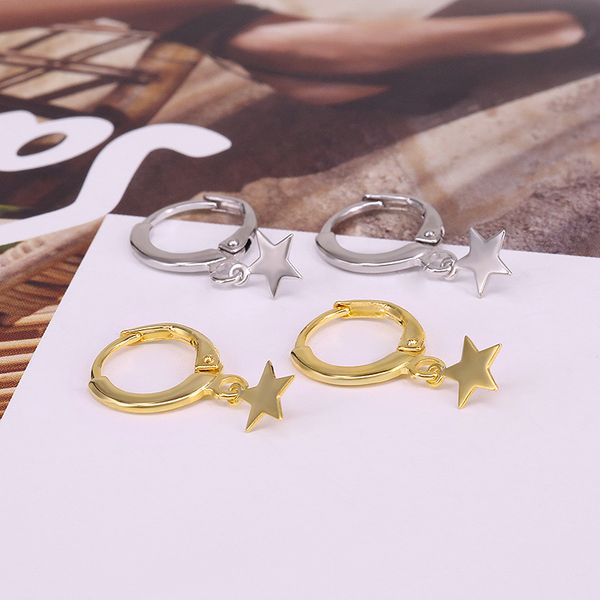 

februaryfrost марка дизайнер 100% 925 sterling silver star подвеска серег для женщин модельер женщин прекрасные серьги, Golden;silver