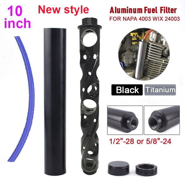 

new style 10 inch spiral 1/2-28 5/8-24 single core aluminum tube car fuel filter solvent trap for napa 4003 wix 24003