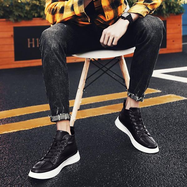 

fashion black men's leather casual flag shoes for men new brand sneakers flats %