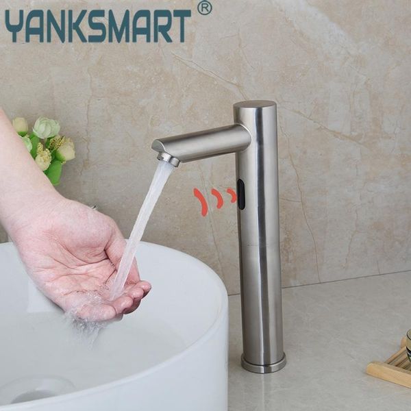 

yanksmart nickel brushed basin sink bathroom automatic faucet deck mounted cold & water mixer sensor faucets tap
