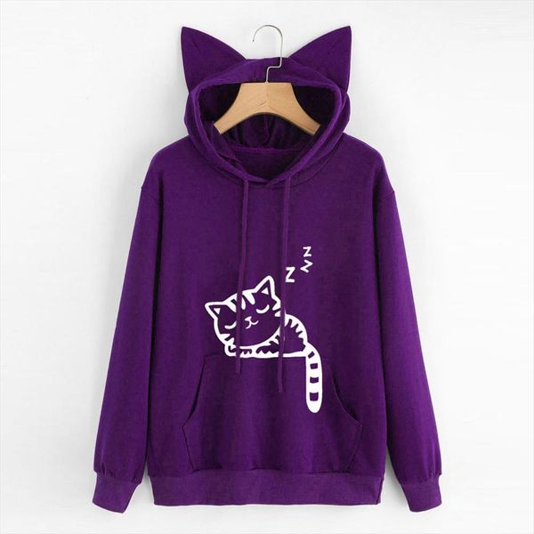 

новый повседневный cat осень крупногабаритные jumper с капюшоном пуловер топы блоу женщин женский свободный пуловер свитера и пиджаки dropsh, White;black
