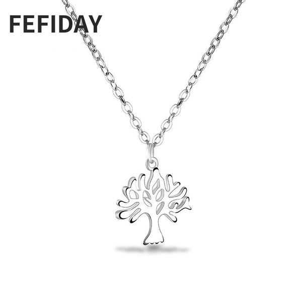 

медь ожерелье ювелирные изделия fefiday женские корейских женщин choker tree of life ожерелье 2020 ожерелья подвески для девочек, Golden;silver