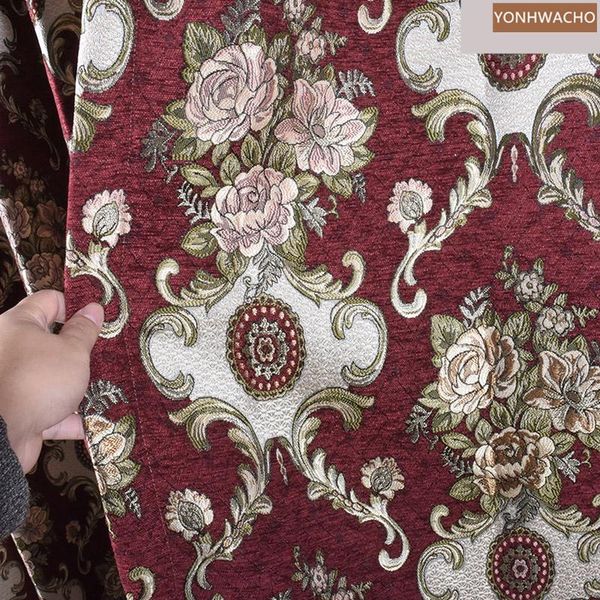 

custom curtain maroon thick chenille korean bedroom floor retro european cloth blackout curtain valance tulle panel c428