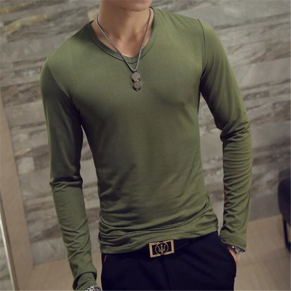 

autumn long-sleeve t-shirt men v-neck casual slim fit shirt small v neck male sports tracksuit hombre kg-251, White;black
