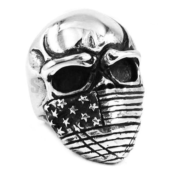 

designer american flag infidel skull biker ring stainless steel jewelry gothic skull motor biker men ring swr0368a, Golden;silver