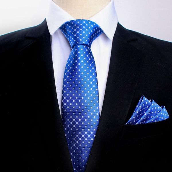 

linbaiway classic men's paisley flower ties pocket towel set 8.5cm business polyester necktie handkerchief suit set custom logo1, Blue;purple