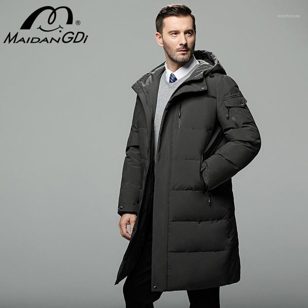 

maidangdi men's down jackets 2020 winter new male's solid color business casual hooded coats thickened warm windproof clothes1, Black