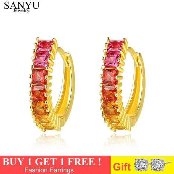 

genuine 925 sterling silver round red z circle hoop earrings for women gold color earrings sterling silver jewelry gift, Golden;silver