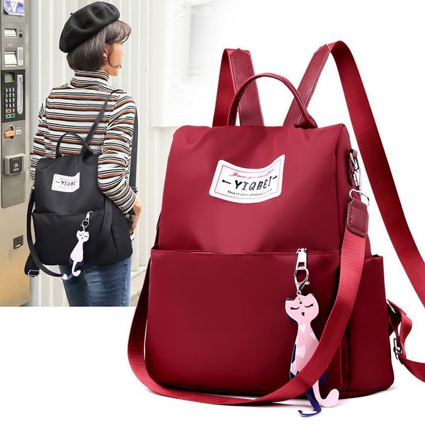 

hbp non-brand oxford cloth backpack women's korean versatile backpack multifunctional waterproof schoolbag sport.0018