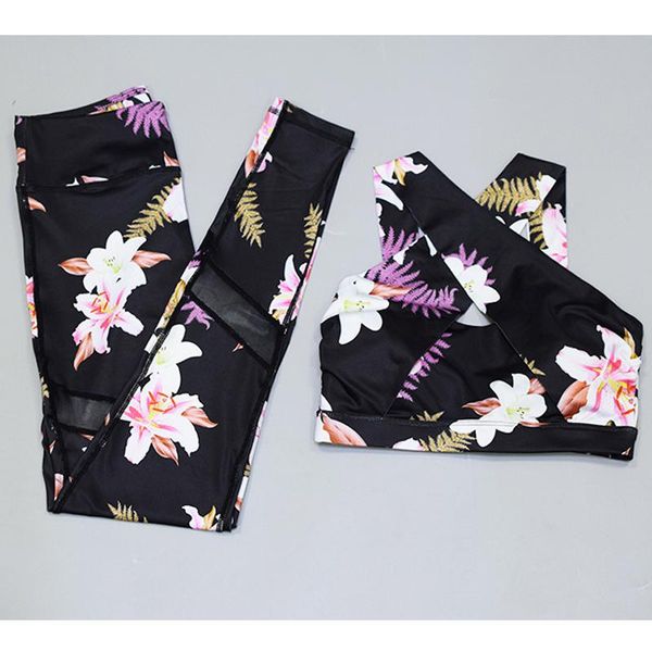 

йога набор упражнение одежда для женщин проложенный спорт бюстгальтер высокой талией спорт гетры gym свитер печати stitching фитнес, White;red