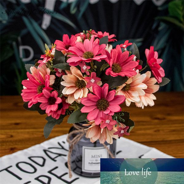 9 rami 25 teste fiore margherita artificiale casa di nozze fai da te decorazioni natalizie bouquet di fiori di seta girasole materiale da parete gerbera