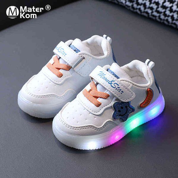 

size 21-25 baby toddler shoes with led lights cute luminous shoes for kids boys girls glowing casual shoes backlight sneakers g0211, Black;red