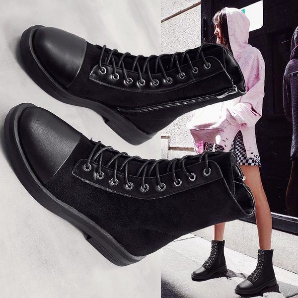 

all-match british style suede short boots, Black